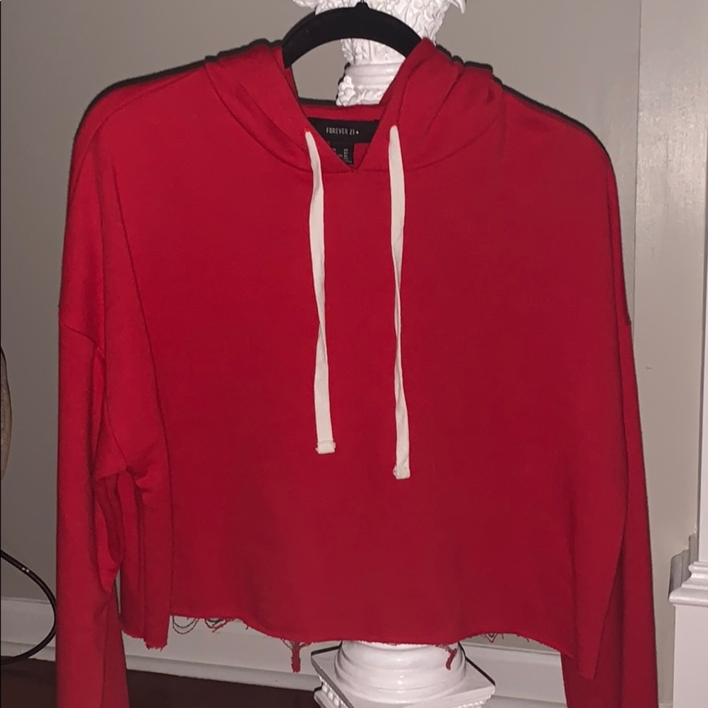 red cropped forever 21 hoodie